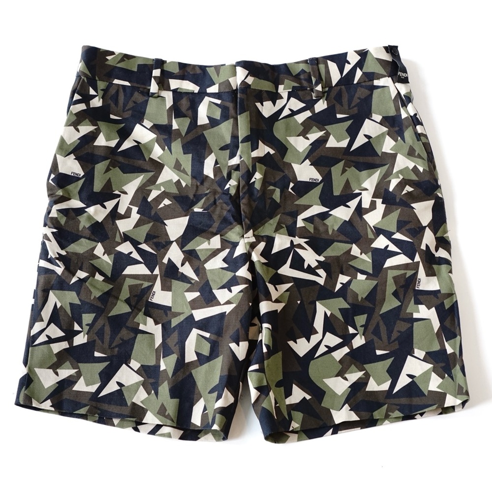 Fendi Geometric Camouflage Chino Shorts